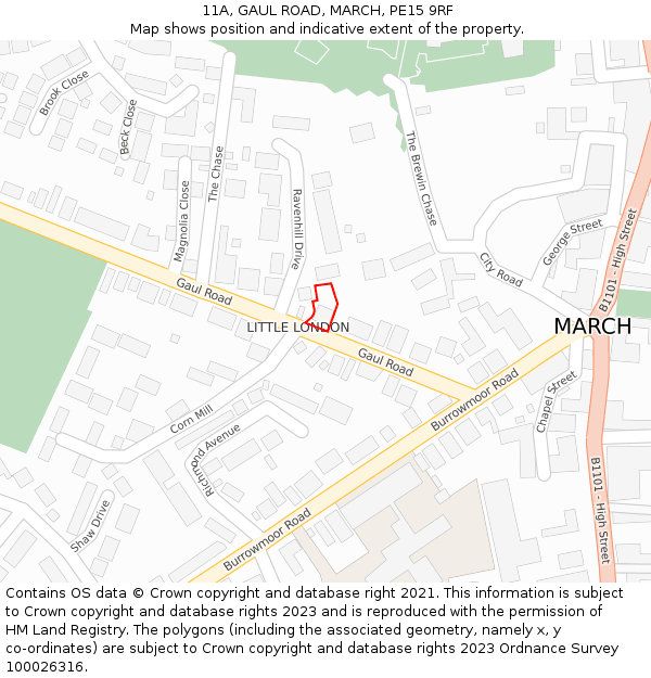 11A, GAUL ROAD, MARCH, PE15 9RF: Location map and indicative extent of plot