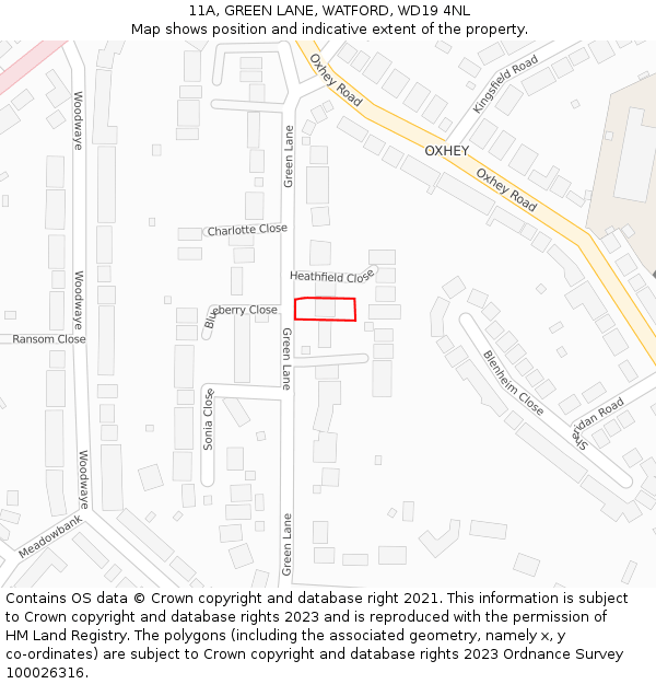 11A, GREEN LANE, WATFORD, WD19 4NL: Location map and indicative extent of plot
