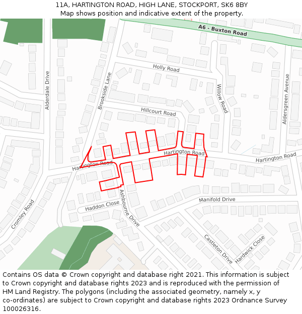11A, HARTINGTON ROAD, HIGH LANE, STOCKPORT, SK6 8BY: Location map and indicative extent of plot