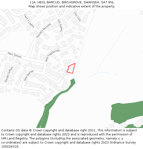 11A, HEOL BARCUD, BIRCHGROVE, SWANSEA, SA7 9NL: Location map and indicative extent of plot