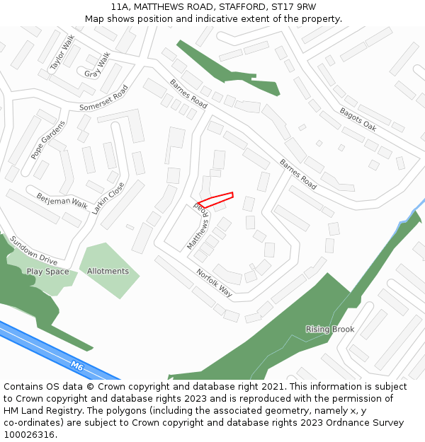 11A, MATTHEWS ROAD, STAFFORD, ST17 9RW: Location map and indicative extent of plot