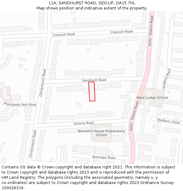 11A, SANDHURST ROAD, SIDCUP, DA15 7HL: Location map and indicative extent of plot