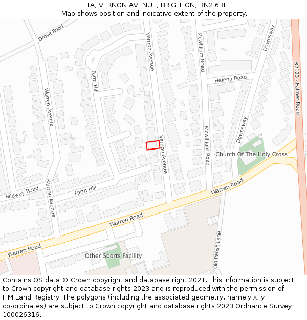 11A, VERNON AVENUE, BRIGHTON, BN2 6BF: Location map and indicative extent of plot