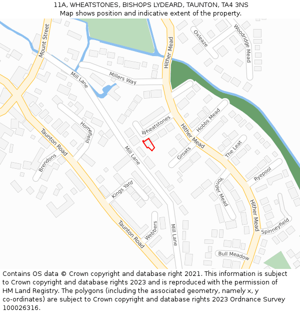 11A, WHEATSTONES, BISHOPS LYDEARD, TAUNTON, TA4 3NS: Location map and indicative extent of plot