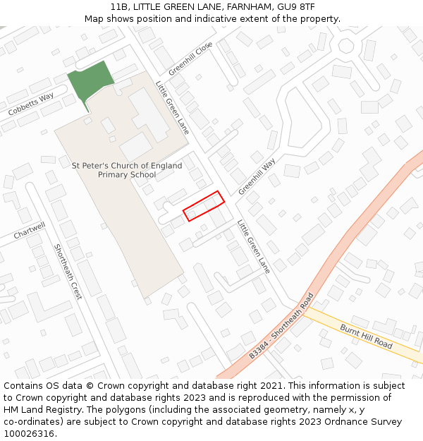 11B, LITTLE GREEN LANE, FARNHAM, GU9 8TF: Location map and indicative extent of plot