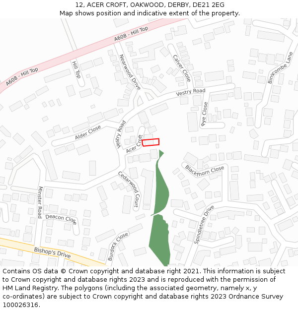 12, ACER CROFT, OAKWOOD, DERBY, DE21 2EG: Location map and indicative extent of plot