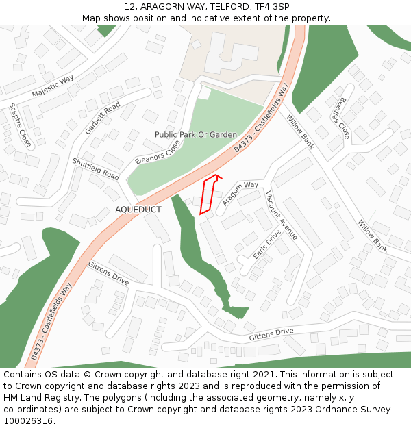 12, ARAGORN WAY, TELFORD, TF4 3SP: Location map and indicative extent of plot