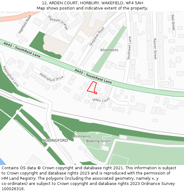 12, ARDEN COURT, HORBURY, WAKEFIELD, WF4 5AH: Location map and indicative extent of plot