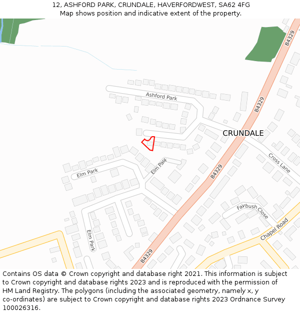 12, ASHFORD PARK, CRUNDALE, HAVERFORDWEST, SA62 4FG: Location map and indicative extent of plot