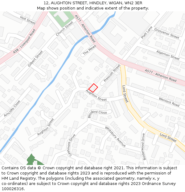 12, AUGHTON STREET, HINDLEY, WIGAN, WN2 3ER: Location map and indicative extent of plot
