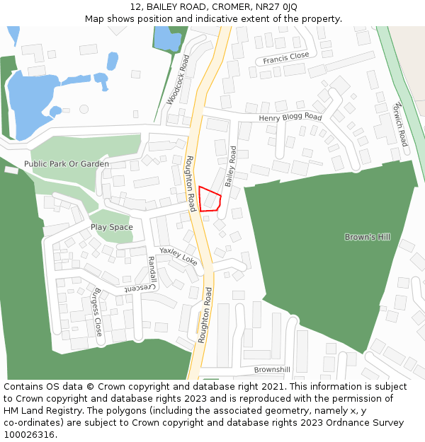 12, BAILEY ROAD, CROMER, NR27 0JQ: Location map and indicative extent of plot