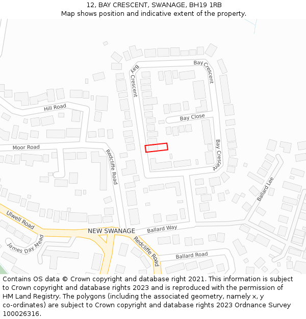 12, BAY CRESCENT, SWANAGE, BH19 1RB: Location map and indicative extent of plot