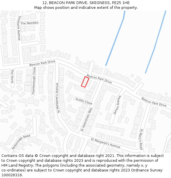 12, BEACON PARK DRIVE, SKEGNESS, PE25 1HE: Location map and indicative extent of plot