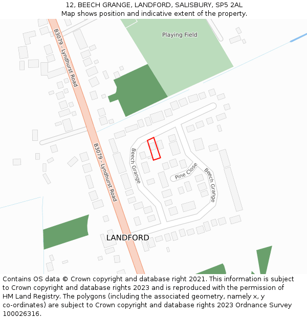 12, BEECH GRANGE, LANDFORD, SALISBURY, SP5 2AL: Location map and indicative extent of plot