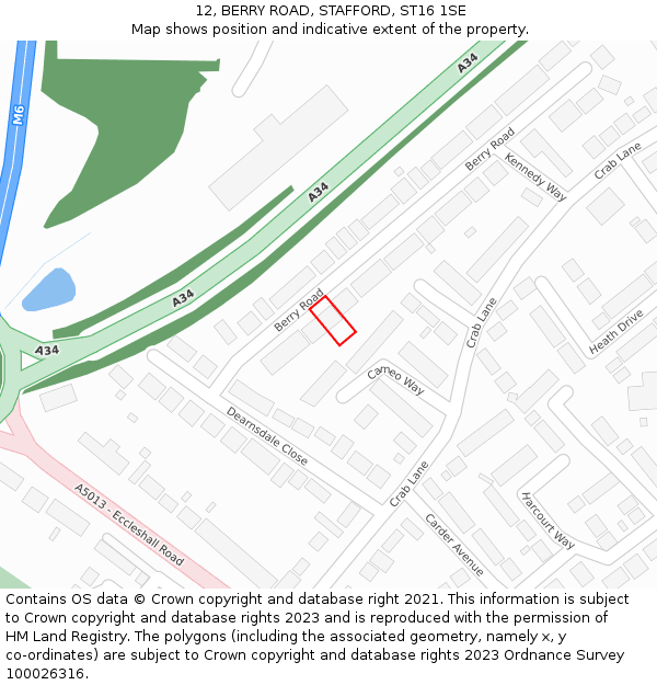 12, BERRY ROAD, STAFFORD, ST16 1SE: Location map and indicative extent of plot