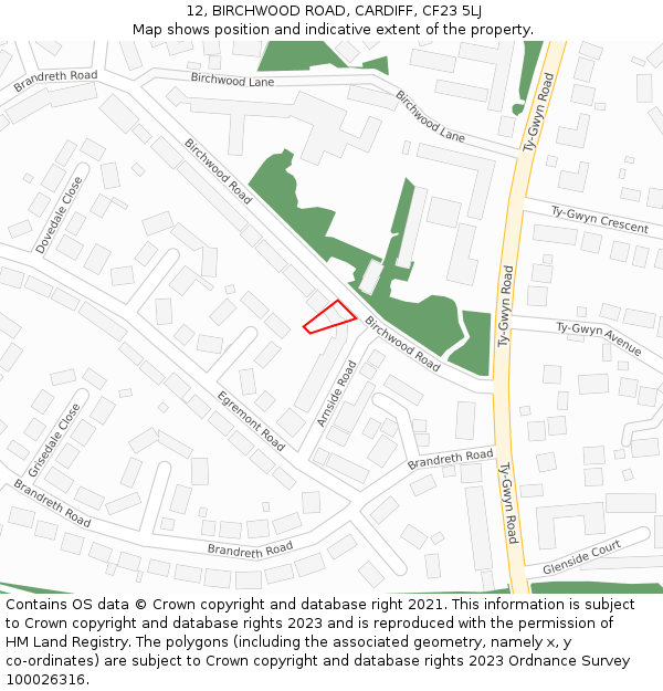 12, BIRCHWOOD ROAD, CARDIFF, CF23 5LJ: Location map and indicative extent of plot