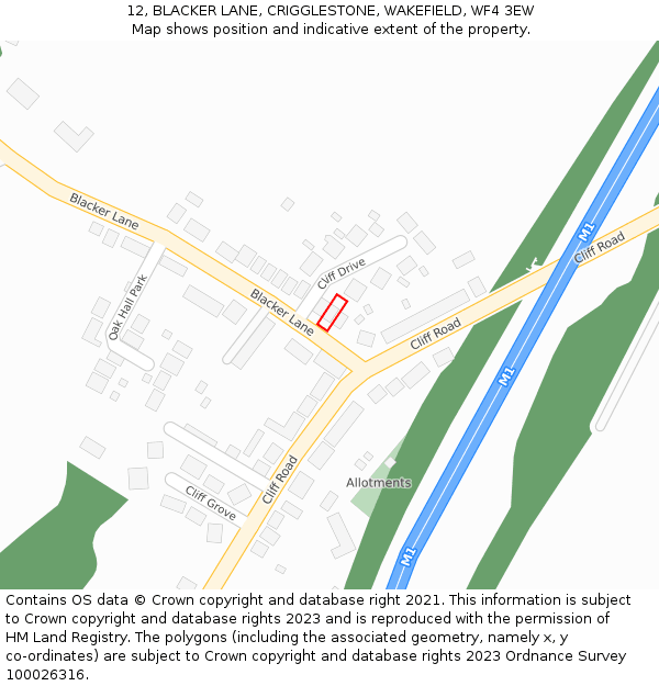 12, BLACKER LANE, CRIGGLESTONE, WAKEFIELD, WF4 3EW: Location map and indicative extent of plot
