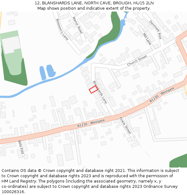 12, BLANSHARDS LANE, NORTH CAVE, BROUGH, HU15 2LN: Location map and indicative extent of plot