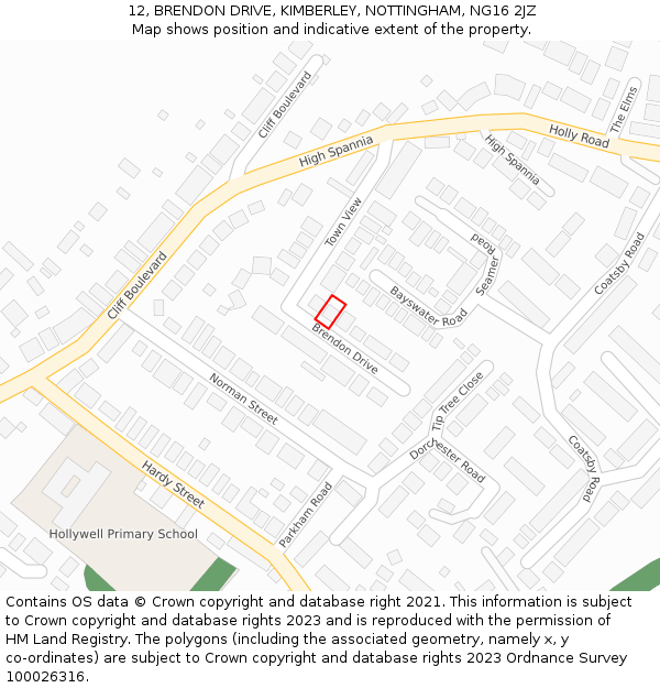 12, BRENDON DRIVE, KIMBERLEY, NOTTINGHAM, NG16 2JZ: Location map and indicative extent of plot