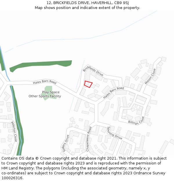 12, BRICKFIELDS DRIVE, HAVERHILL, CB9 9SJ: Location map and indicative extent of plot