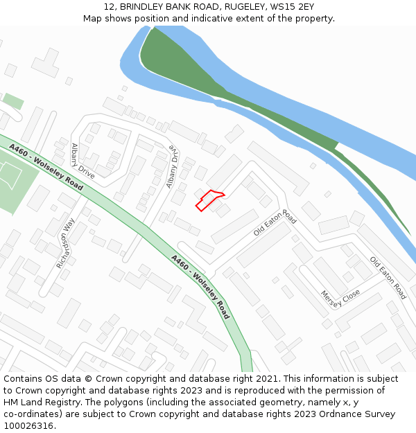 12, BRINDLEY BANK ROAD, RUGELEY, WS15 2EY: Location map and indicative extent of plot