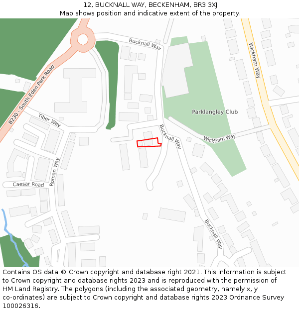 12, BUCKNALL WAY, BECKENHAM, BR3 3XJ: Location map and indicative extent of plot