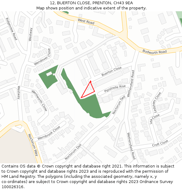 12, BUERTON CLOSE, PRENTON, CH43 9EA: Location map and indicative extent of plot