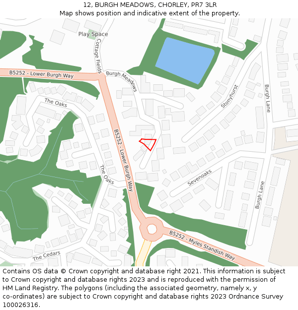 12, BURGH MEADOWS, CHORLEY, PR7 3LR: Location map and indicative extent of plot