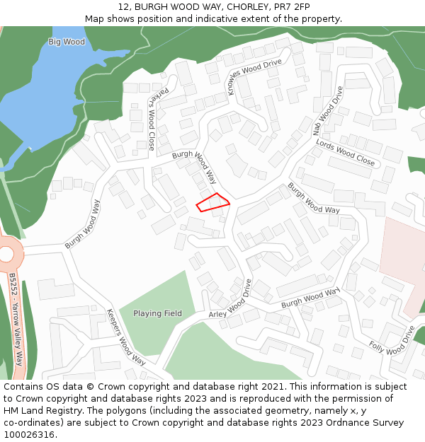 12, BURGH WOOD WAY, CHORLEY, PR7 2FP: Location map and indicative extent of plot