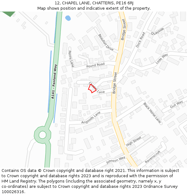 12, CHAPEL LANE, CHATTERIS, PE16 6RJ: Location map and indicative extent of plot