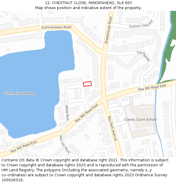 12, CHESTNUT CLOSE, MAIDENHEAD, SL6 8SY: Location map and indicative extent of plot