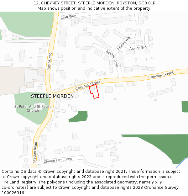 12, CHEYNEY STREET, STEEPLE MORDEN, ROYSTON, SG8 0LP: Location map and indicative extent of plot