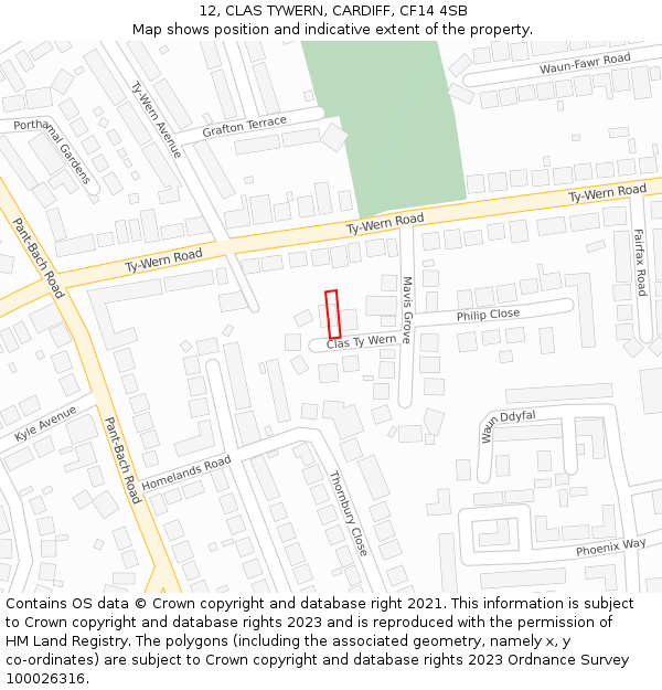 12, CLAS TYWERN, CARDIFF, CF14 4SB: Location map and indicative extent of plot