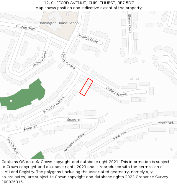 12, CLIFFORD AVENUE, CHISLEHURST, BR7 5DZ: Location map and indicative extent of plot