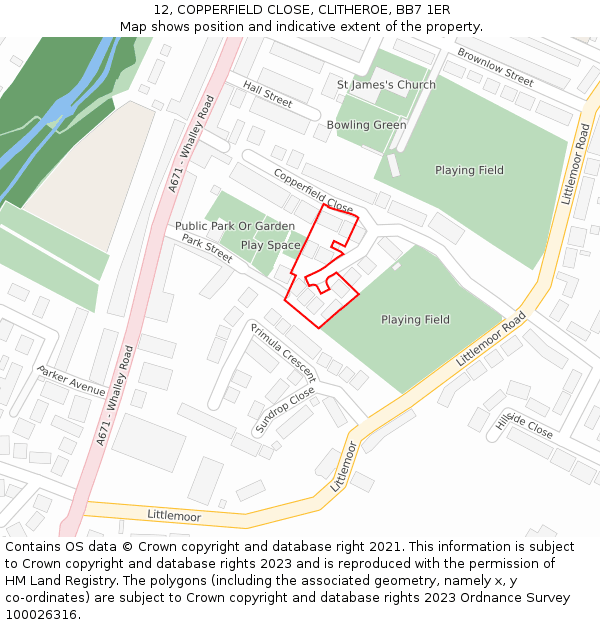 12, COPPERFIELD CLOSE, CLITHEROE, BB7 1ER: Location map and indicative extent of plot