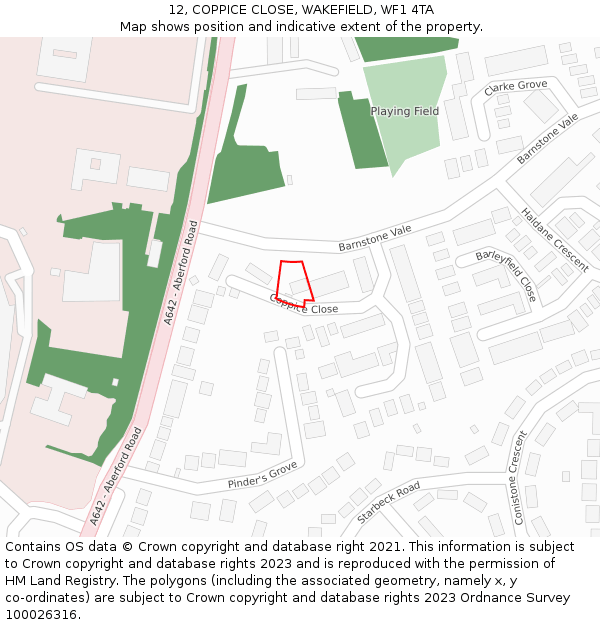12, COPPICE CLOSE, WAKEFIELD, WF1 4TA: Location map and indicative extent of plot