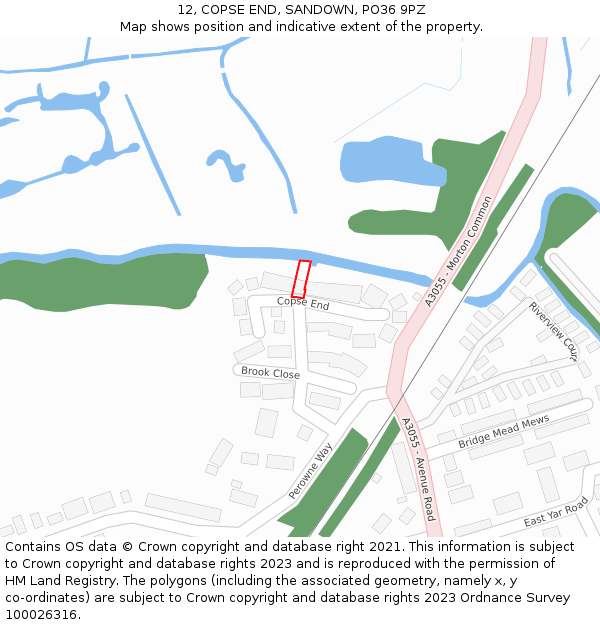 12, COPSE END, SANDOWN, PO36 9PZ: Location map and indicative extent of plot