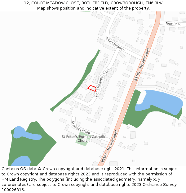 12, COURT MEADOW CLOSE, ROTHERFIELD, CROWBOROUGH, TN6 3LW: Location map and indicative extent of plot