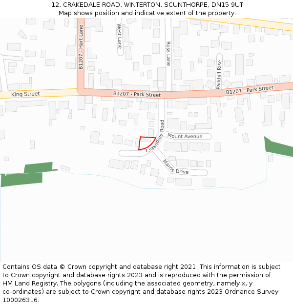 12, CRAKEDALE ROAD, WINTERTON, SCUNTHORPE, DN15 9UT: Location map and indicative extent of plot