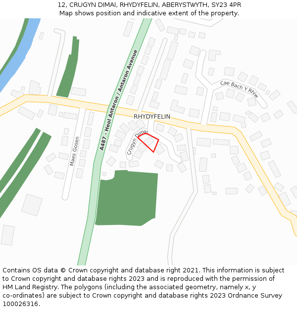 12, CRUGYN DIMAI, RHYDYFELIN, ABERYSTWYTH, SY23 4PR: Location map and indicative extent of plot