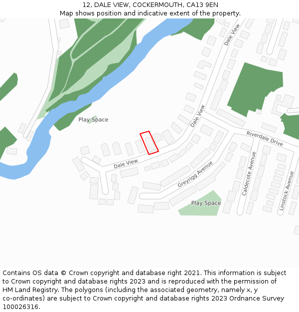 12, DALE VIEW, COCKERMOUTH, CA13 9EN: Location map and indicative extent of plot