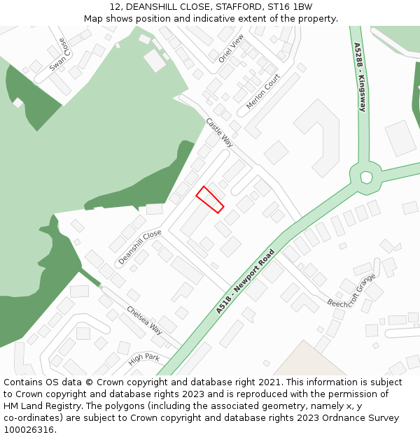 12, DEANSHILL CLOSE, STAFFORD, ST16 1BW: Location map and indicative extent of plot