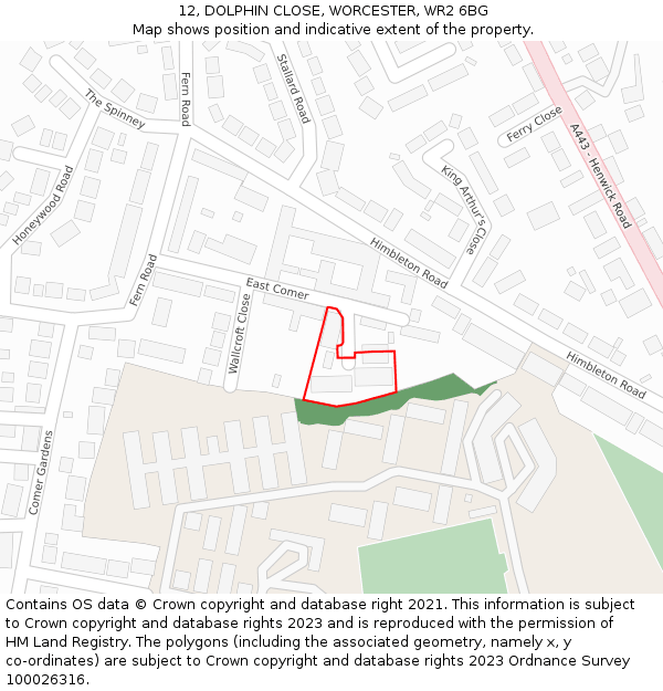 12, DOLPHIN CLOSE, WORCESTER, WR2 6BG: Location map and indicative extent of plot