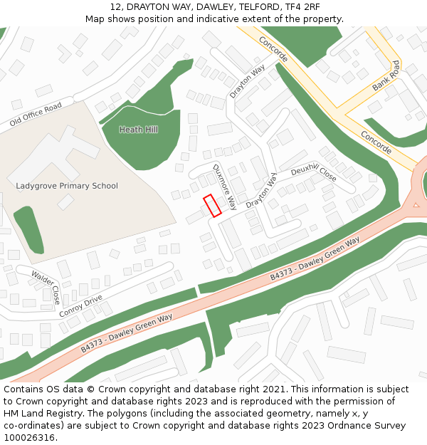 12, DRAYTON WAY, DAWLEY, TELFORD, TF4 2RF: Location map and indicative extent of plot