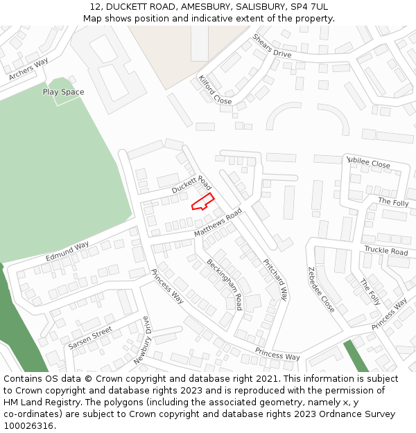 12, DUCKETT ROAD, AMESBURY, SALISBURY, SP4 7UL: Location map and indicative extent of plot