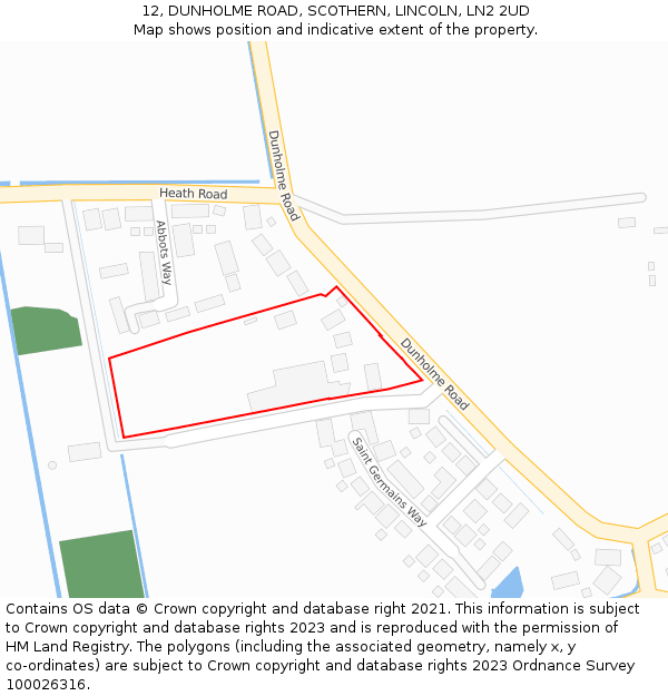 12, DUNHOLME ROAD, SCOTHERN, LINCOLN, LN2 2UD: Location map and indicative extent of plot