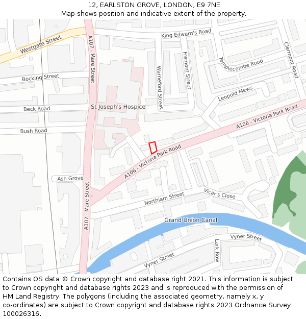 12, EARLSTON GROVE, LONDON, E9 7NE: Location map and indicative extent of plot