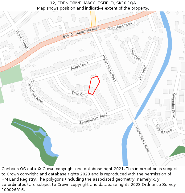 12, EDEN DRIVE, MACCLESFIELD, SK10 1QA: Location map and indicative extent of plot