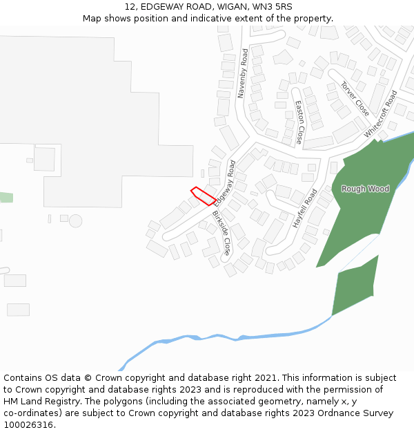 12, EDGEWAY ROAD, WIGAN, WN3 5RS: Location map and indicative extent of plot