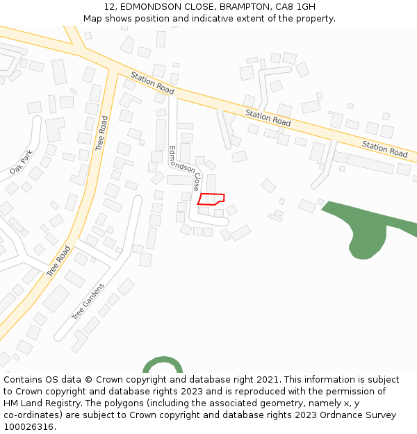 12, EDMONDSON CLOSE, BRAMPTON, CA8 1GH: Location map and indicative extent of plot